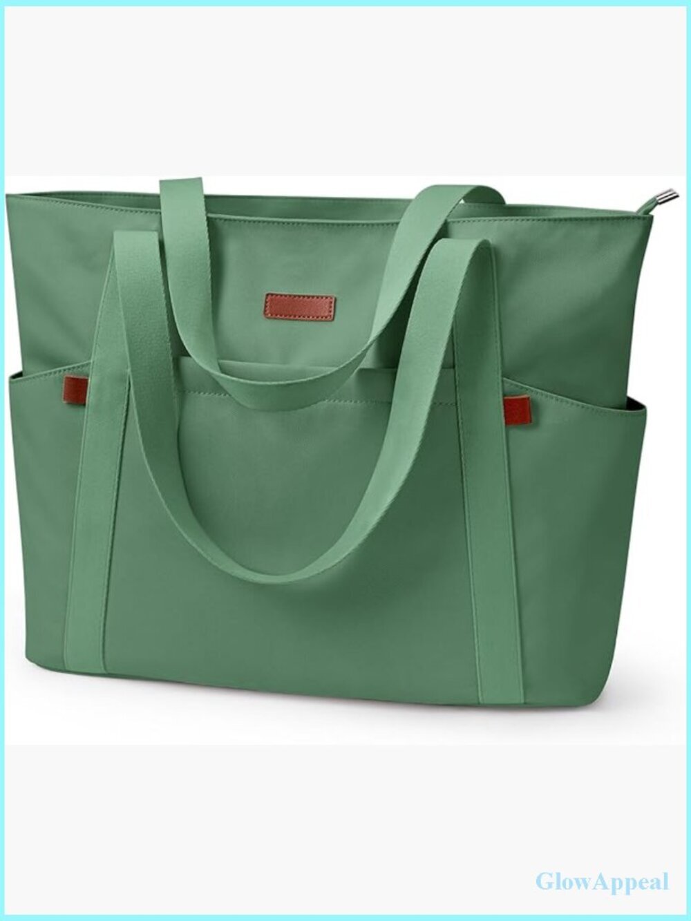 Waterproof Nylon Tote Bag with Zipper Large Capacity Multi-Pockets Shoulder Bag